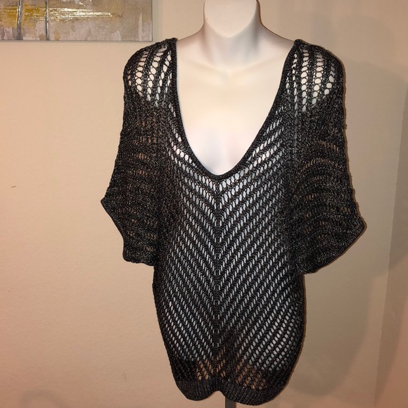 Express metallic grey sweater top. - Picture 1 of 4